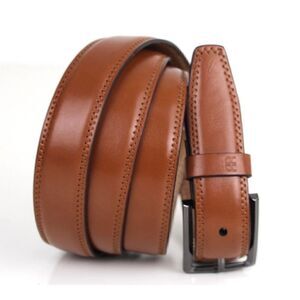 River Island TAN BROWN GENUINE LEATHER 1 1/8"Wd CASUAL DRESS BELT Sz 50 (D24